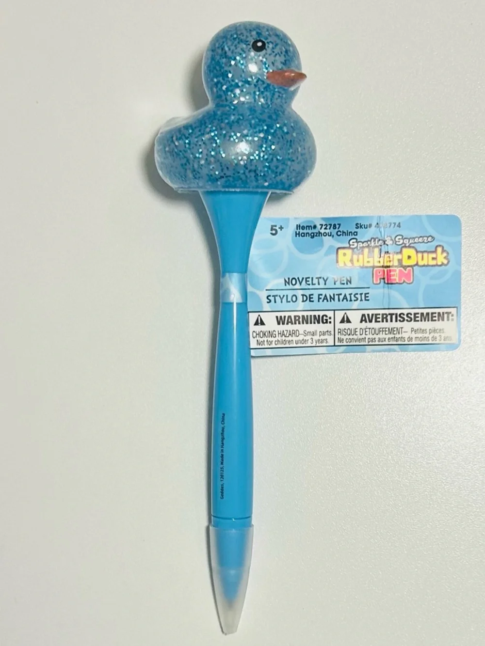 Sparkle Blue Rubber Duck Novelty Pen New with tags